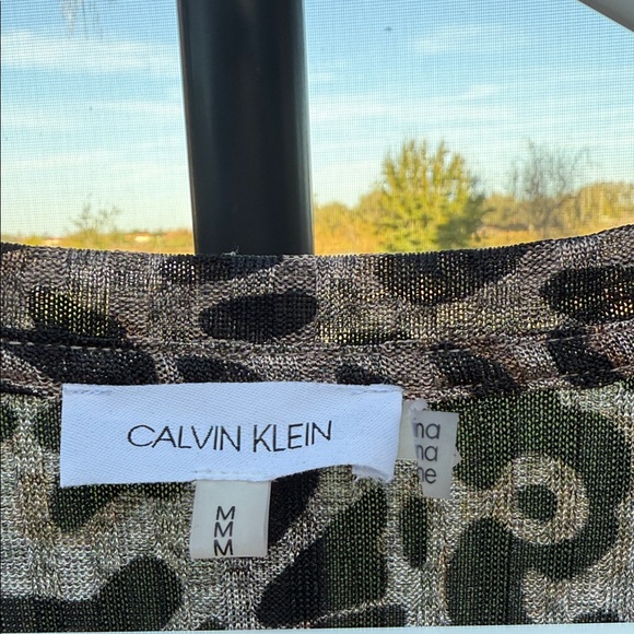 Calvin Klein Black and Cream Animal Print Blouse - Picture 2 of 7